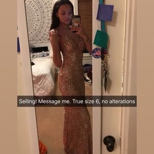 Gold beaded prom dress